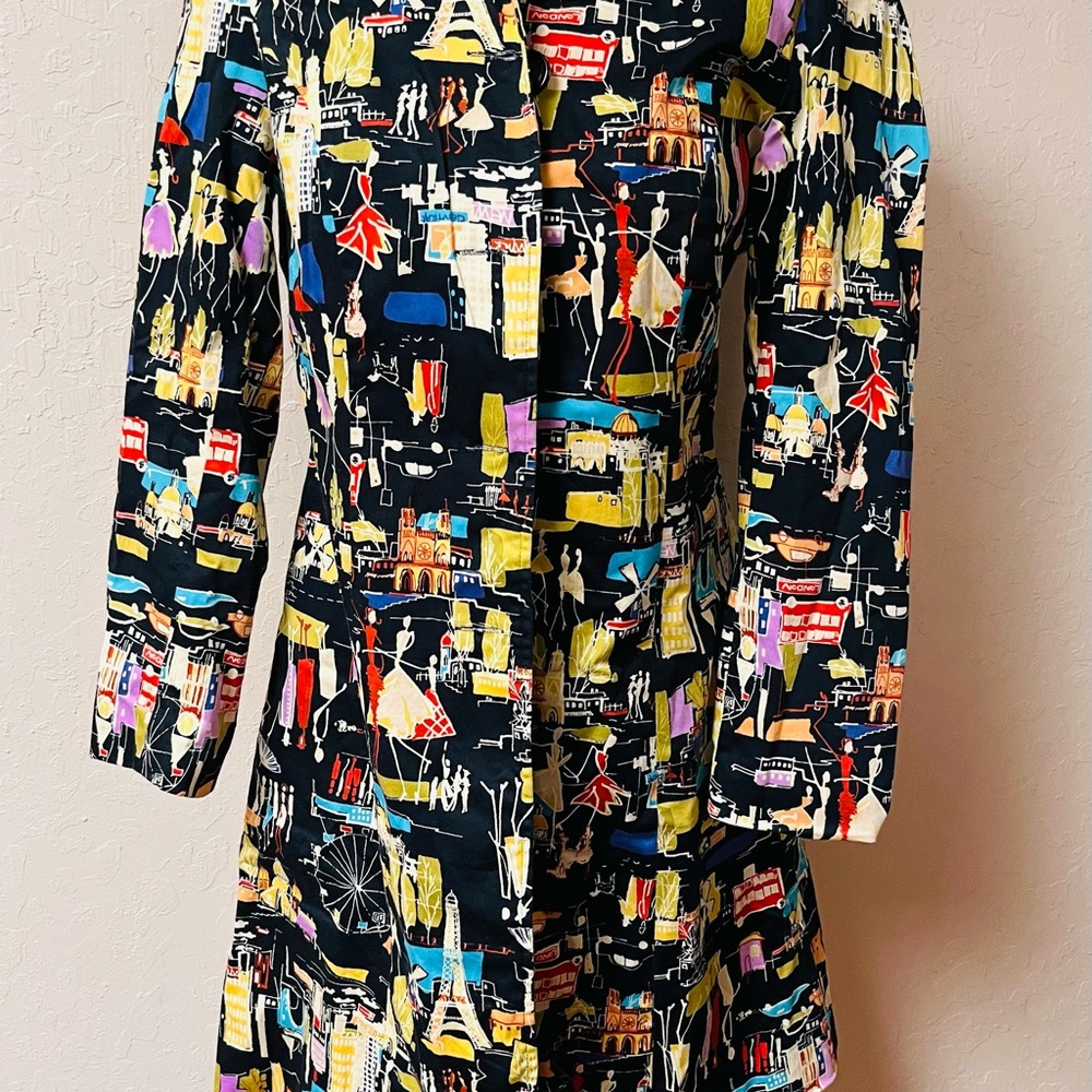 Vintage Vibrant colorful‎ Travel Fashion long Sleeve Trench Coat